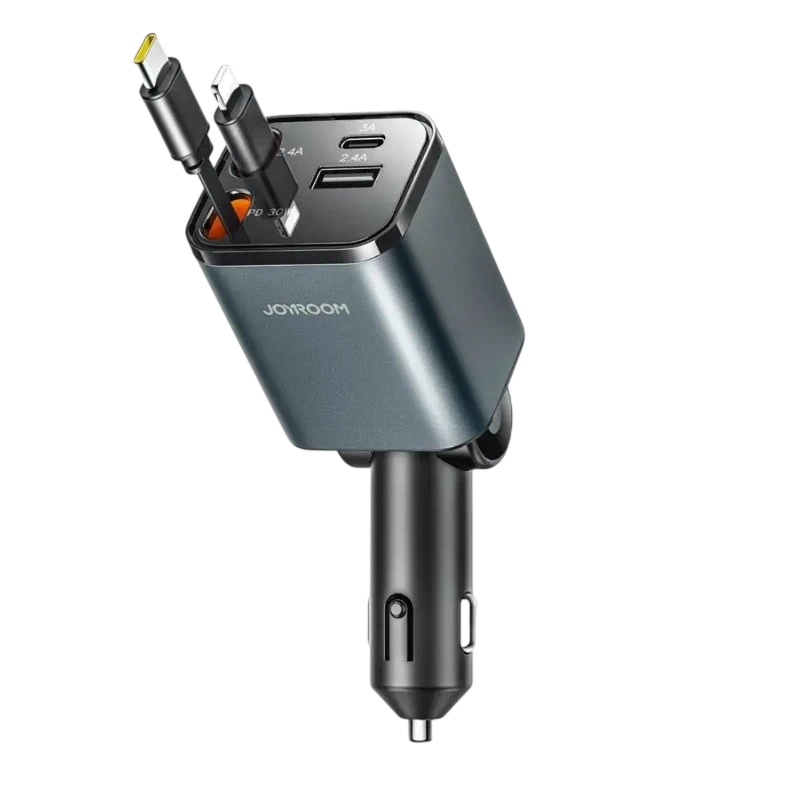 Joyroom Cargador de Coche 65 W con cable retráctil